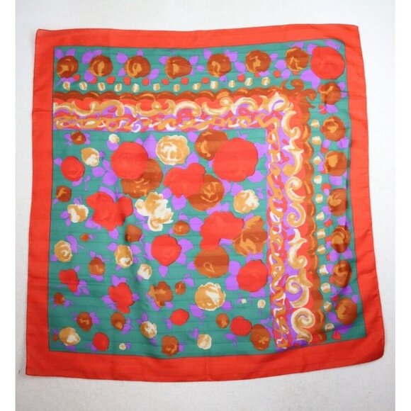 WOMEN'S ORANGE PRINT SQUARE SCARF - 30IN X 30IN - Picture 3 of 6